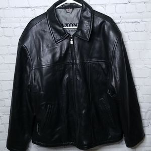 Saxony mens black leather jacket